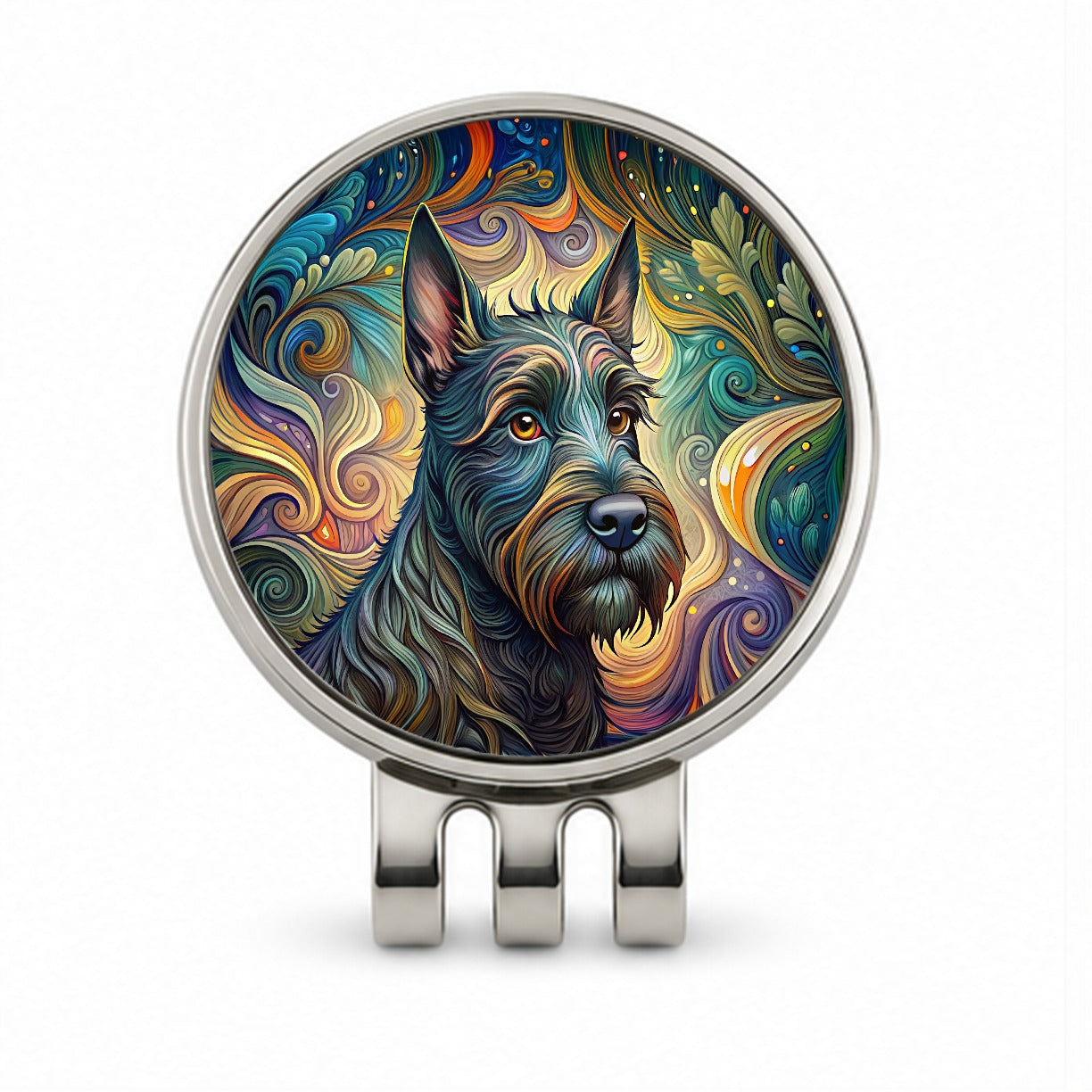 Scottish Terrier Dog Art Nouveau Golf Hat Clip with Ball Marker