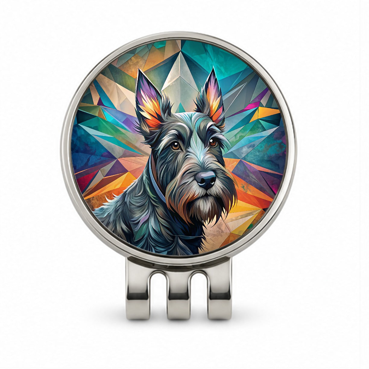 Scottish Terrier Dog Contemporary Art Golf Hat Clip with Ball Marker