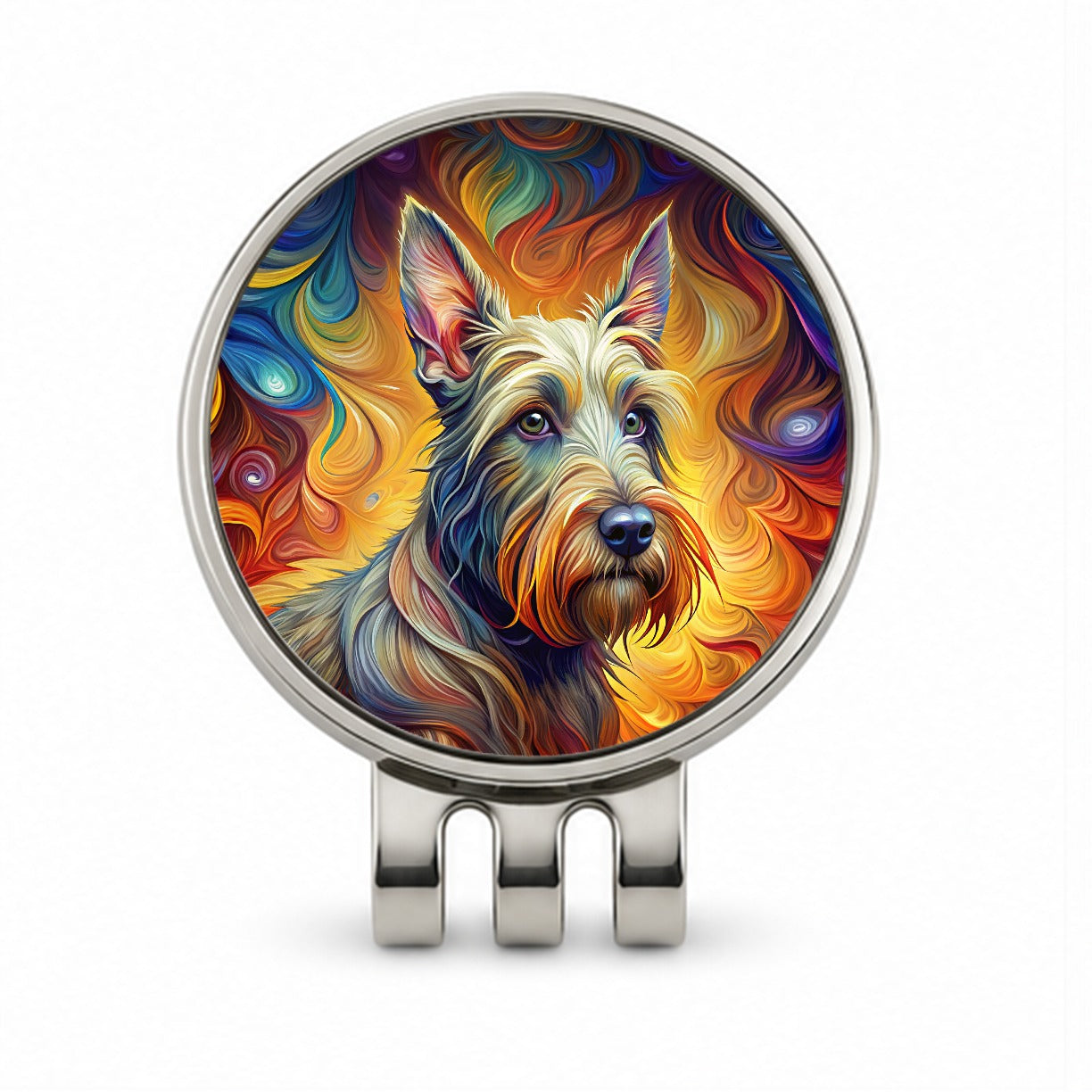 Scottish Terrier Dog Expressionism Art Golf Hat Clip with Ball Marker