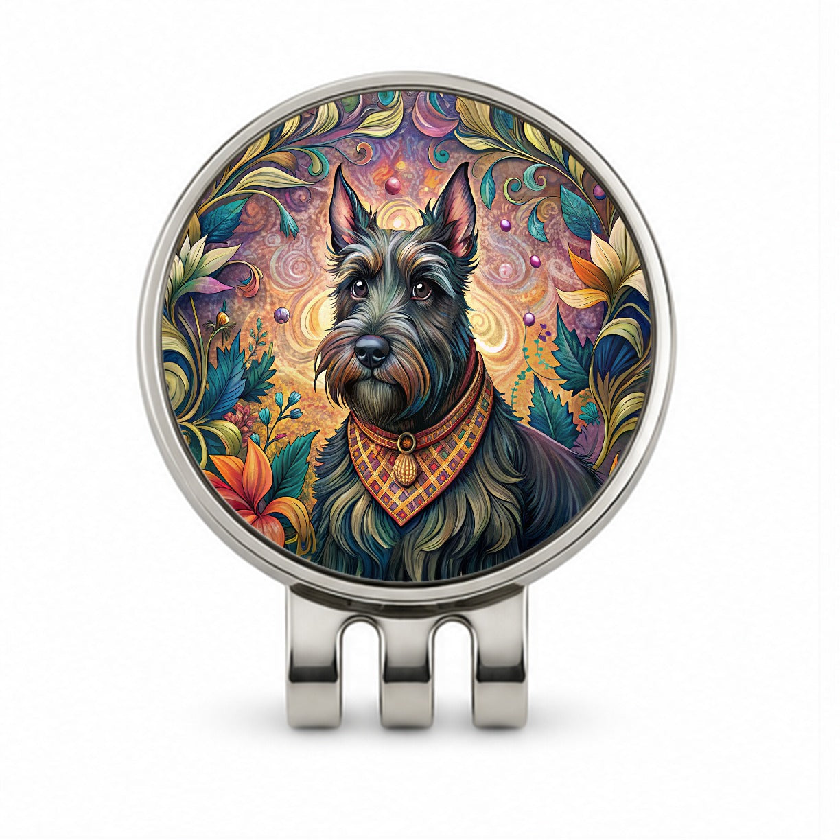Scottish Terrier Dog French Bohemian Art Golf Hat Clip with Ball Marker