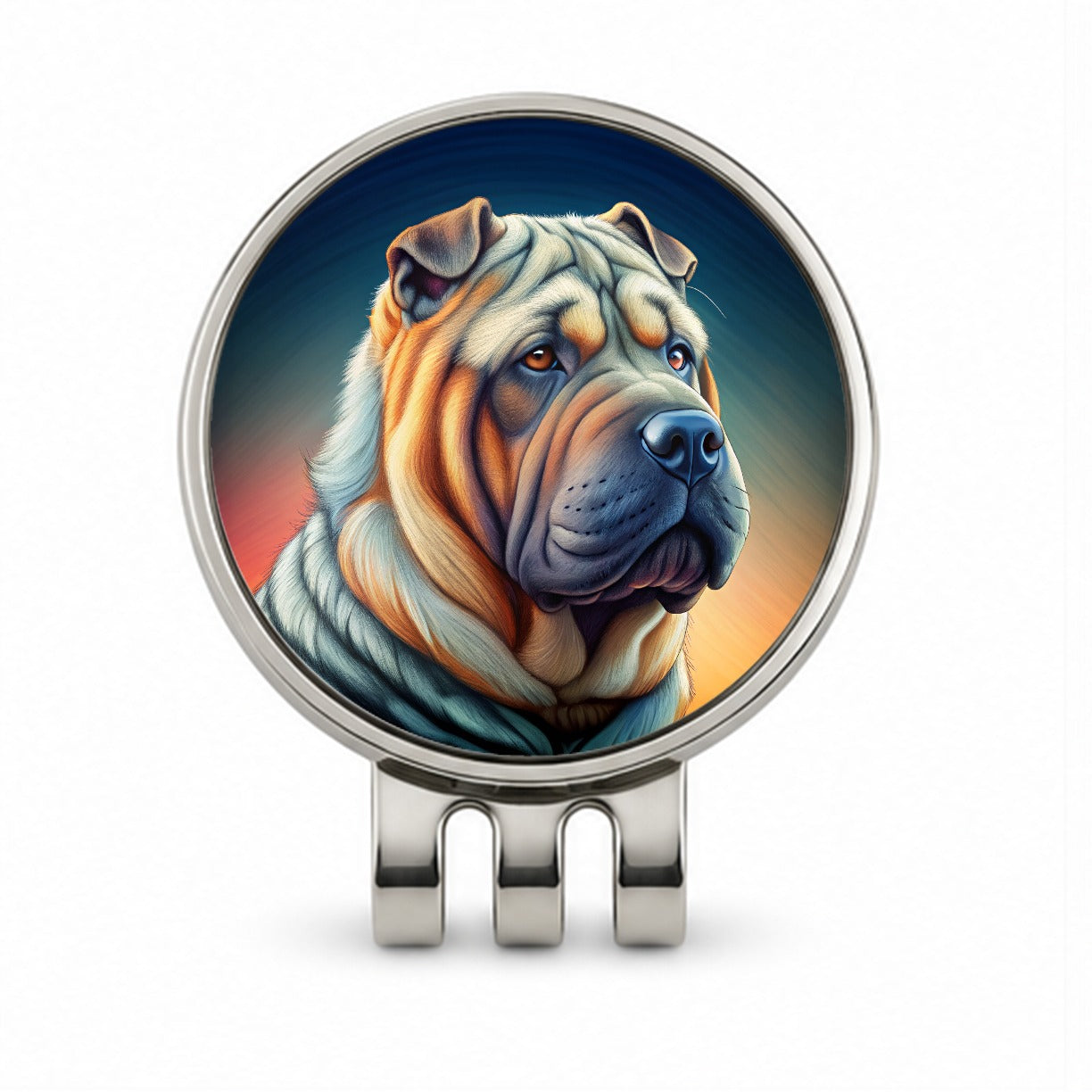 Shar Pei Dog Art Nouveau Golf Hat Clip with Ball Marker