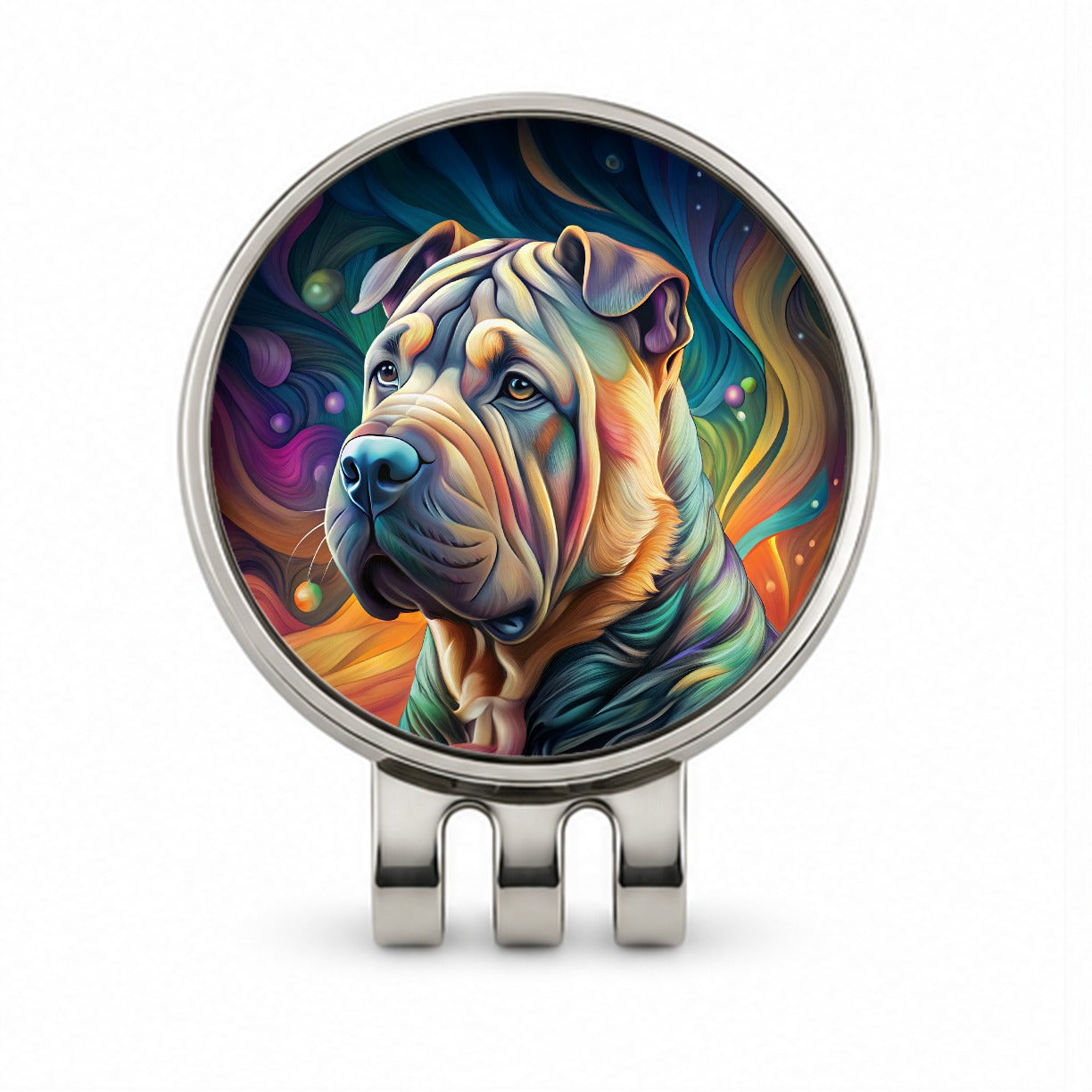 Shar Pei Dog Contemporary Art Golf Hat Clip with Ball Marker