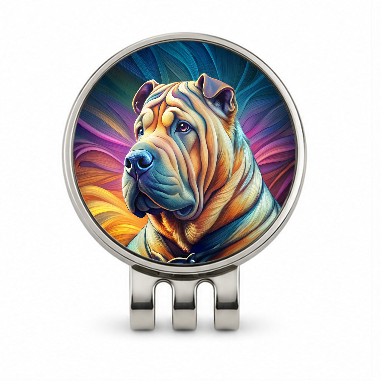Shar Pei Dog Pop Art Golf Hat Clip with Ball Marker