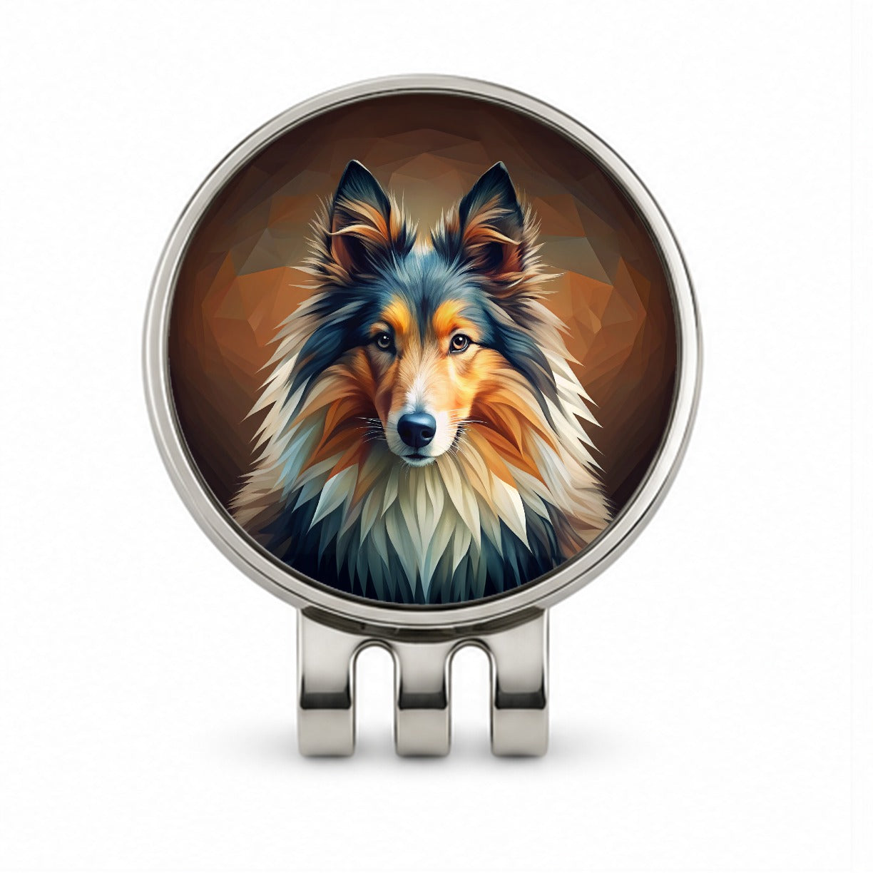 Shetland Sheepdog Sheltie Dog Abstract Stylized Art Golf Hat Clip with Ball Marker