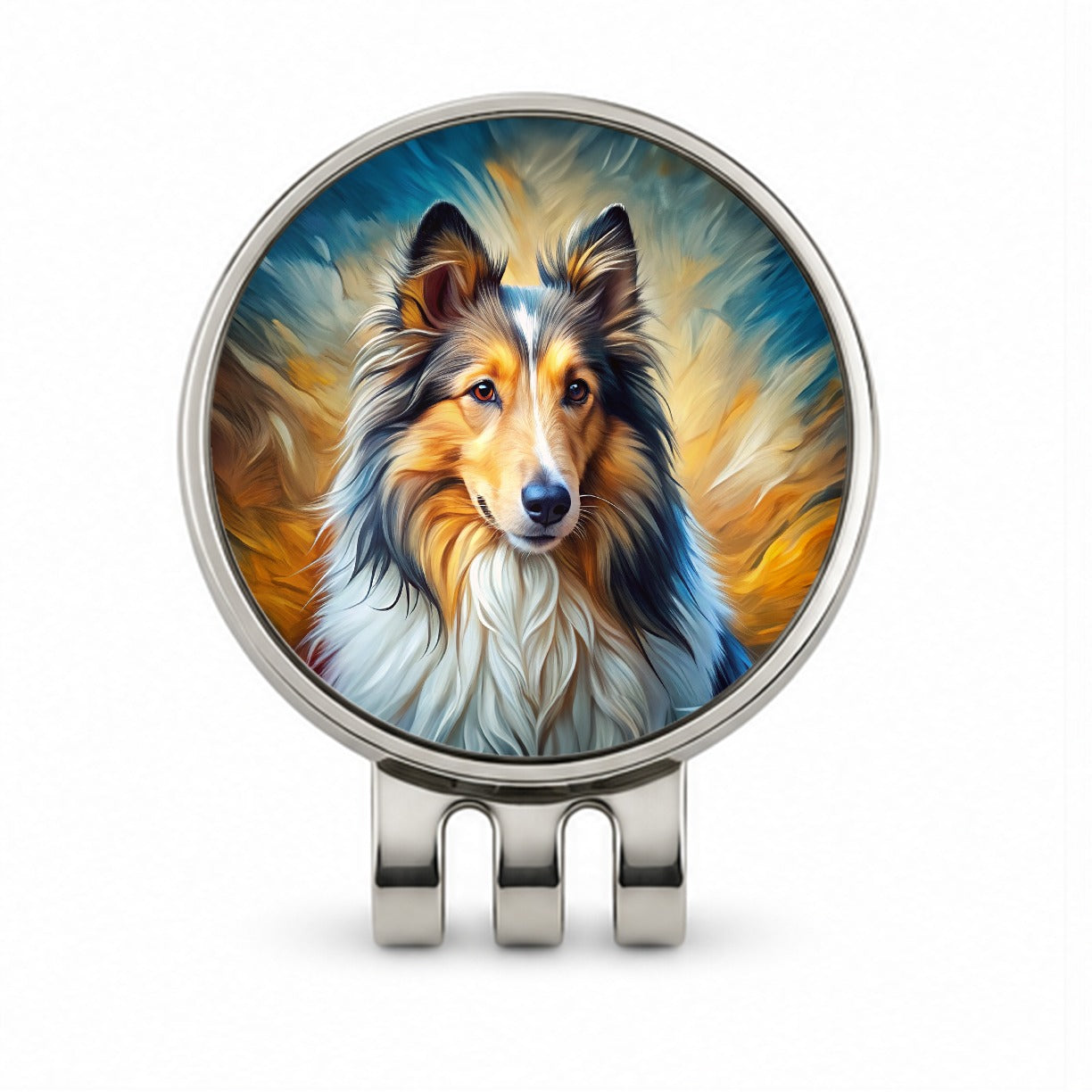 Shetland Sheepdog Sheltie Dog Expressionism Art Golf Hat Clip with Ball Marker