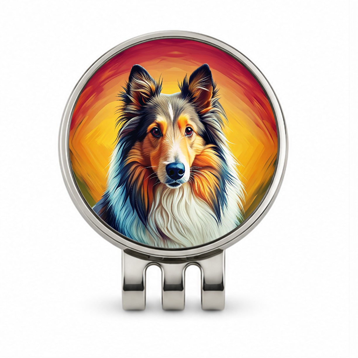Shetland Sheepdog Sheltie Dog Pop Art Golf Hat Clip with Ball Marker