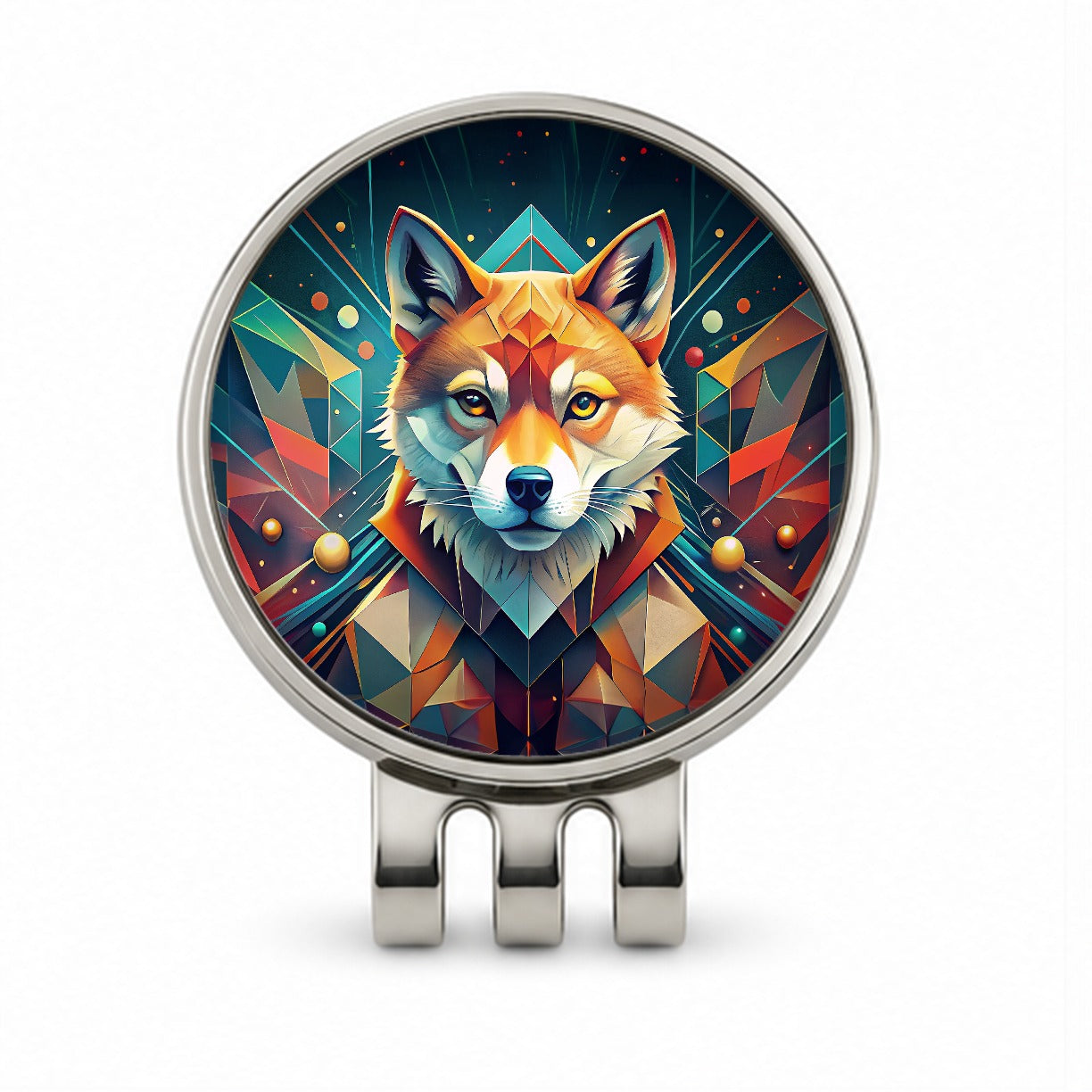Shiba Inu Dog Abstract Stylized Art Golf Hat Clip with Ball Marker