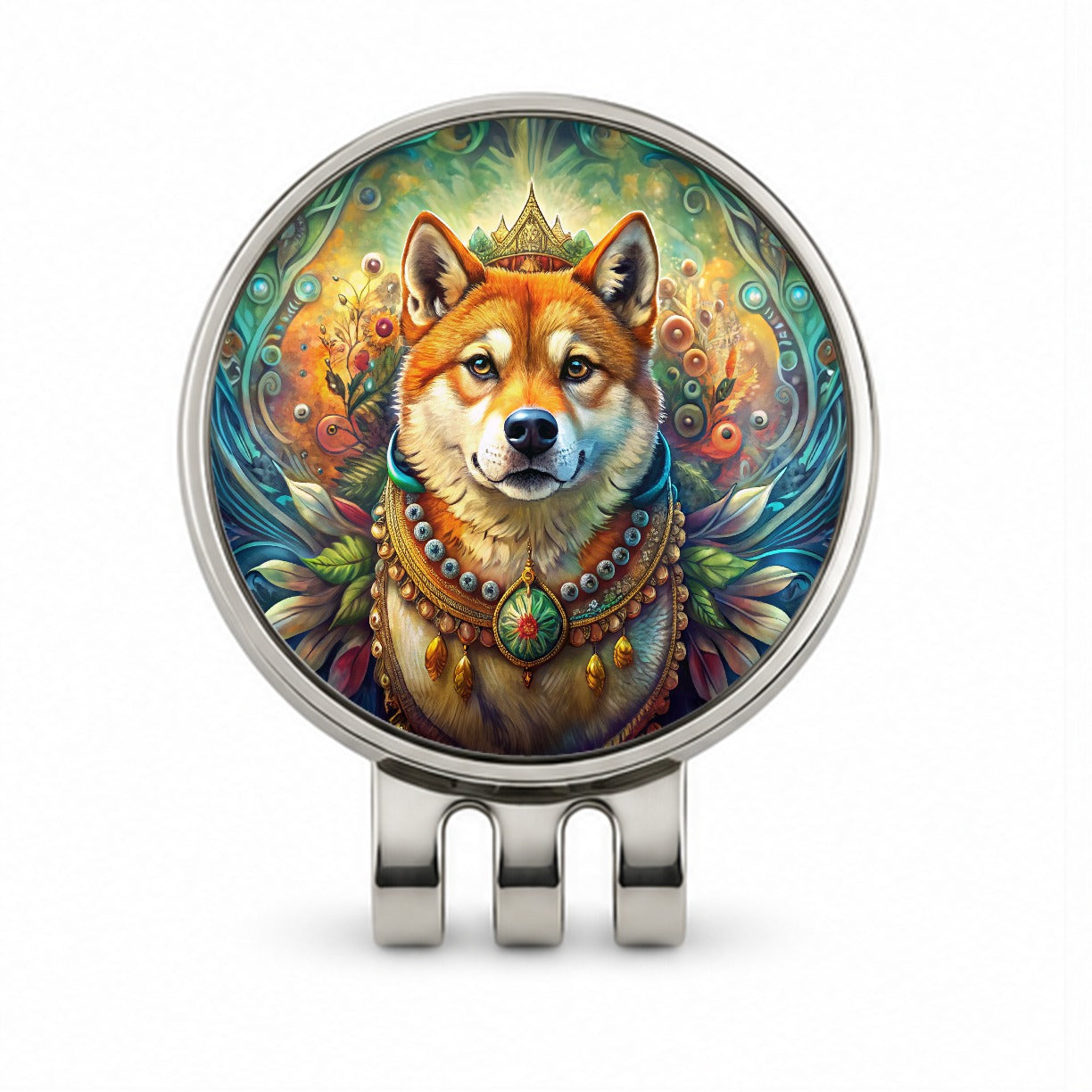 Shiba Inu Dog Bohemian Art Golf Hat Clip with Ball Marker
