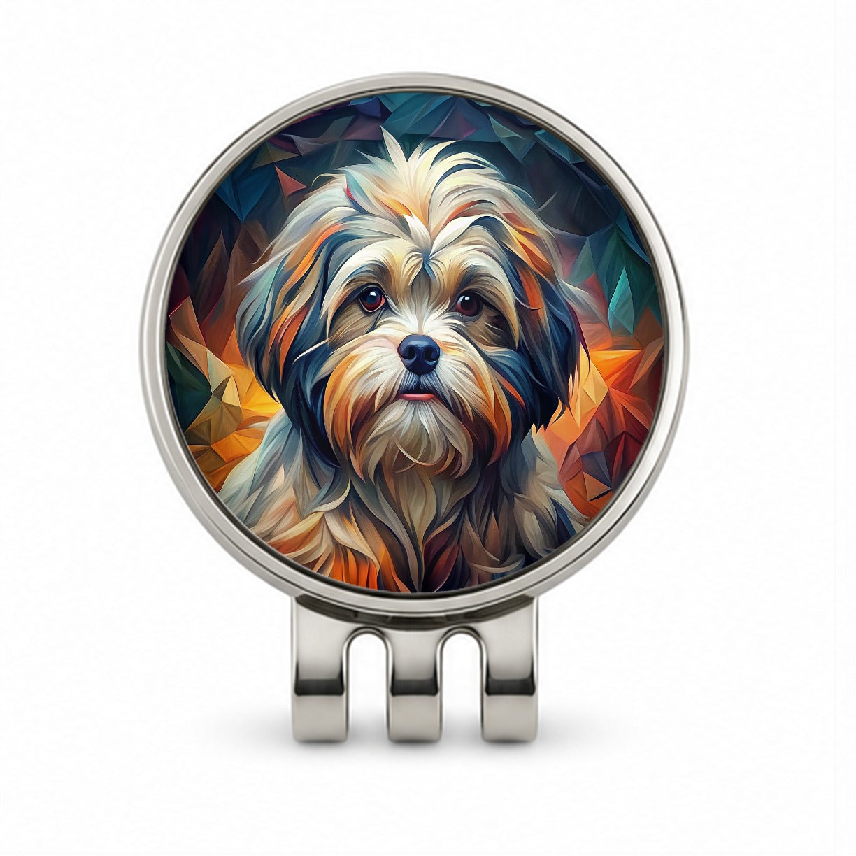Shih Tzu Dog Abstract Art Golf Hat Clip with Ball Marker