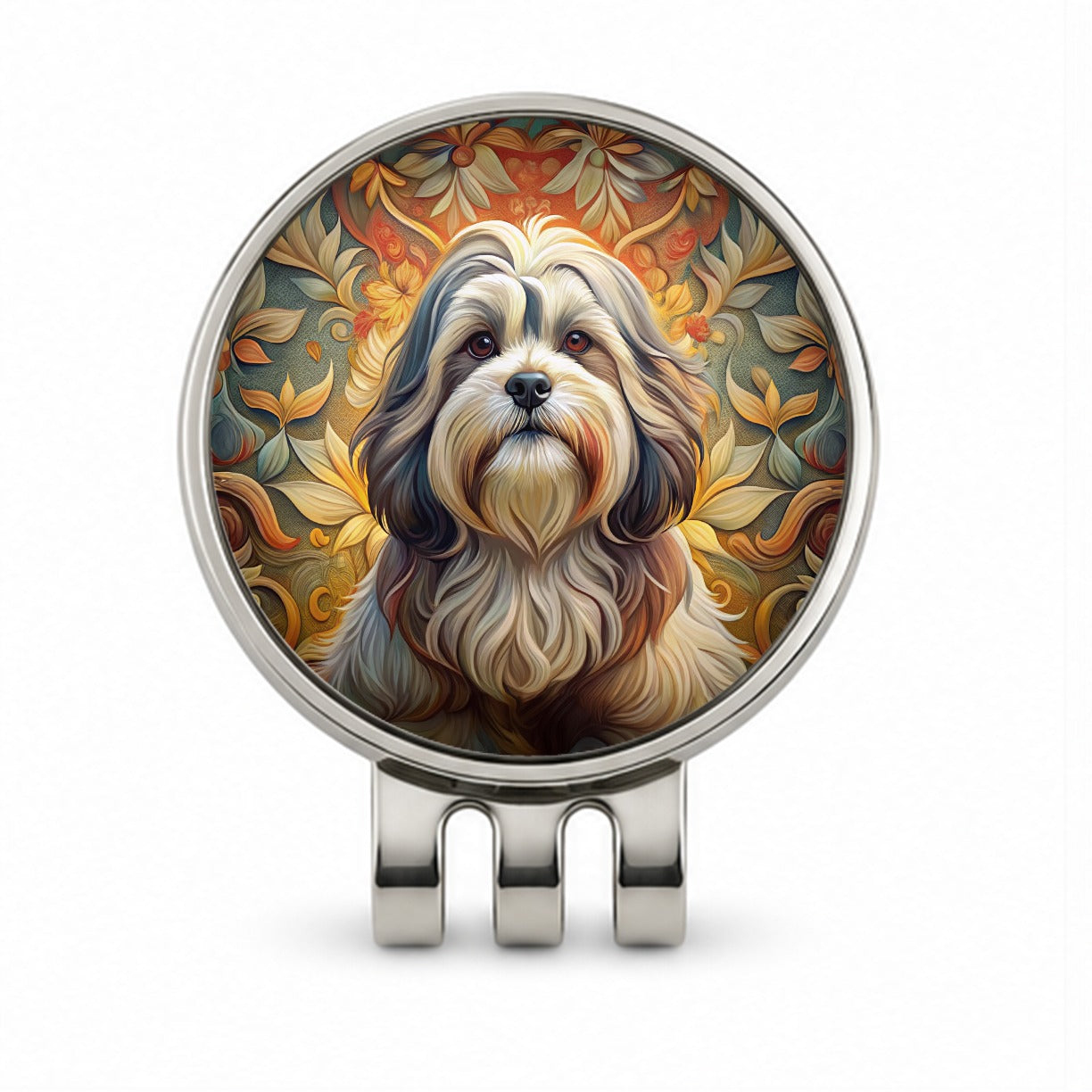 Shih Tzu Dog Art Nouveau Golf Hat Clip with Ball Marker