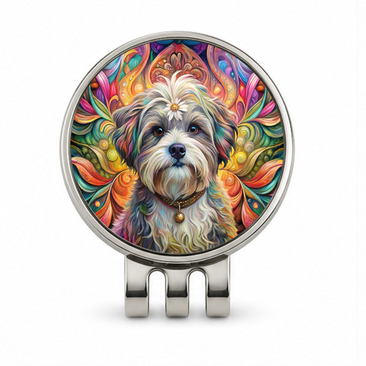 Shih Tzu Dog Bohemian Art Golf Hat Clip with Ball Marker