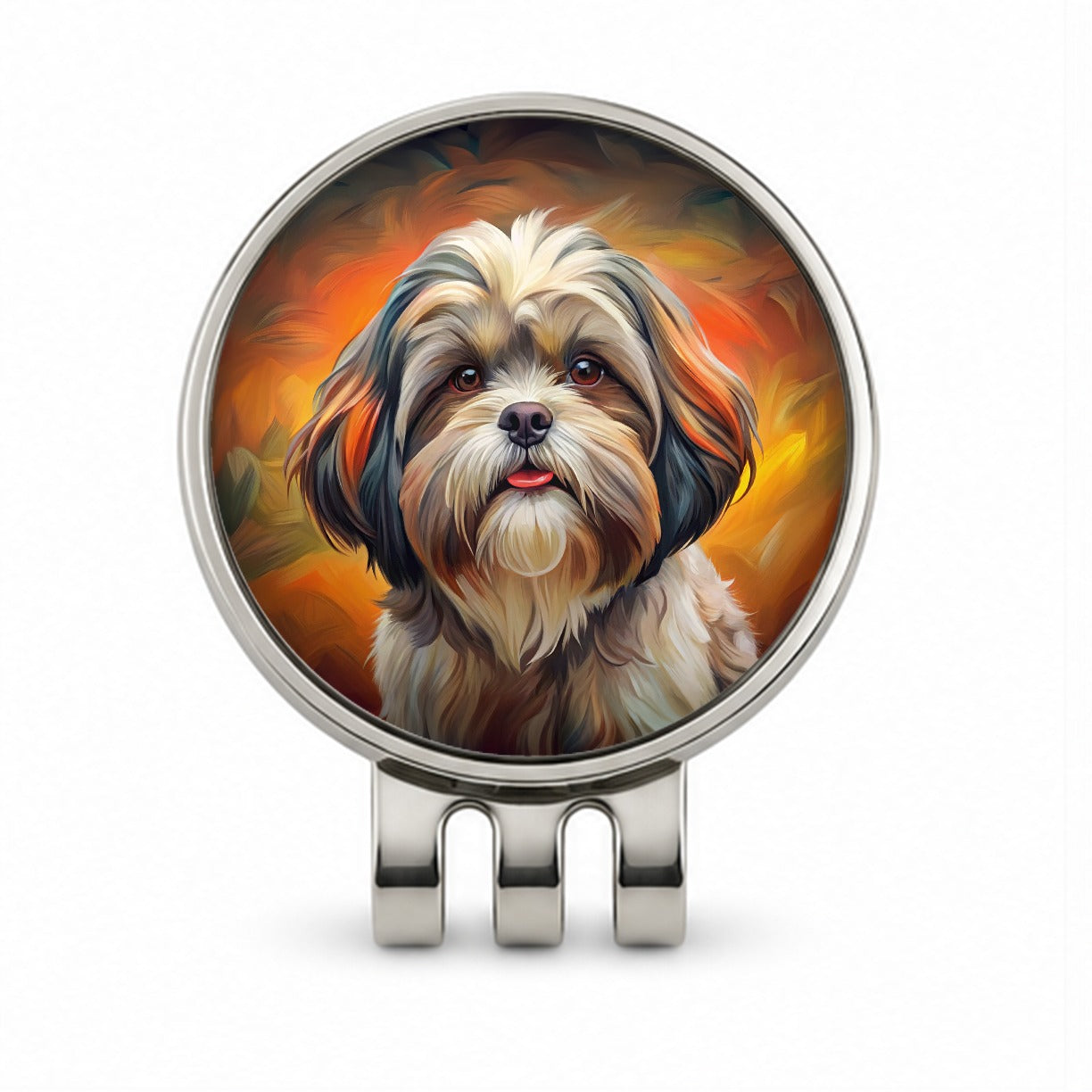 Shih Tzu Dog Expressionism Art Golf Hat Clip with Ball Marker