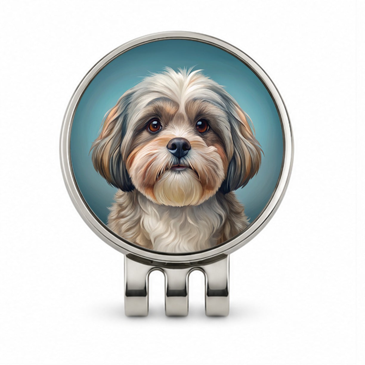 Shih Tzu Dog Illustration Golf Hat Clip with Ball Marker