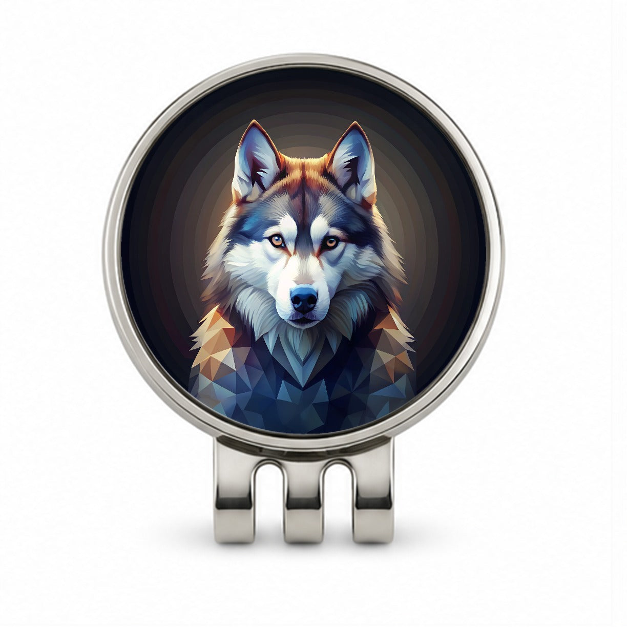 Siberian Husky Dog Abstract Stylized Art Golf Hat Clip with Ball Marker