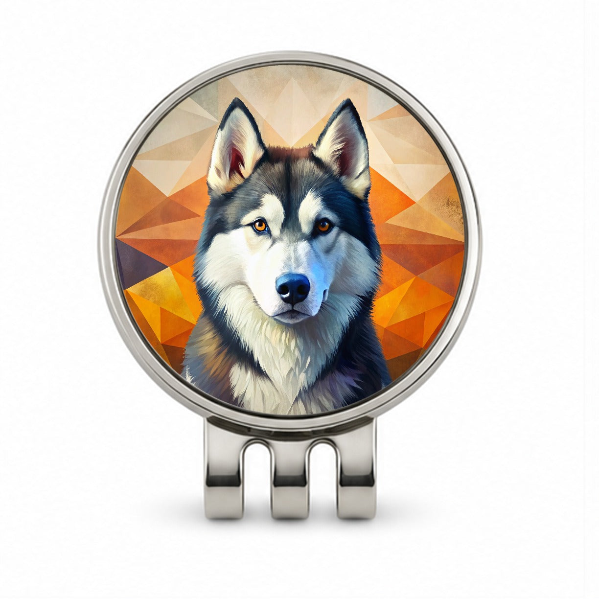 Siberian Husky Dog Contemporary Art Golf Hat Clip with Ball Marker