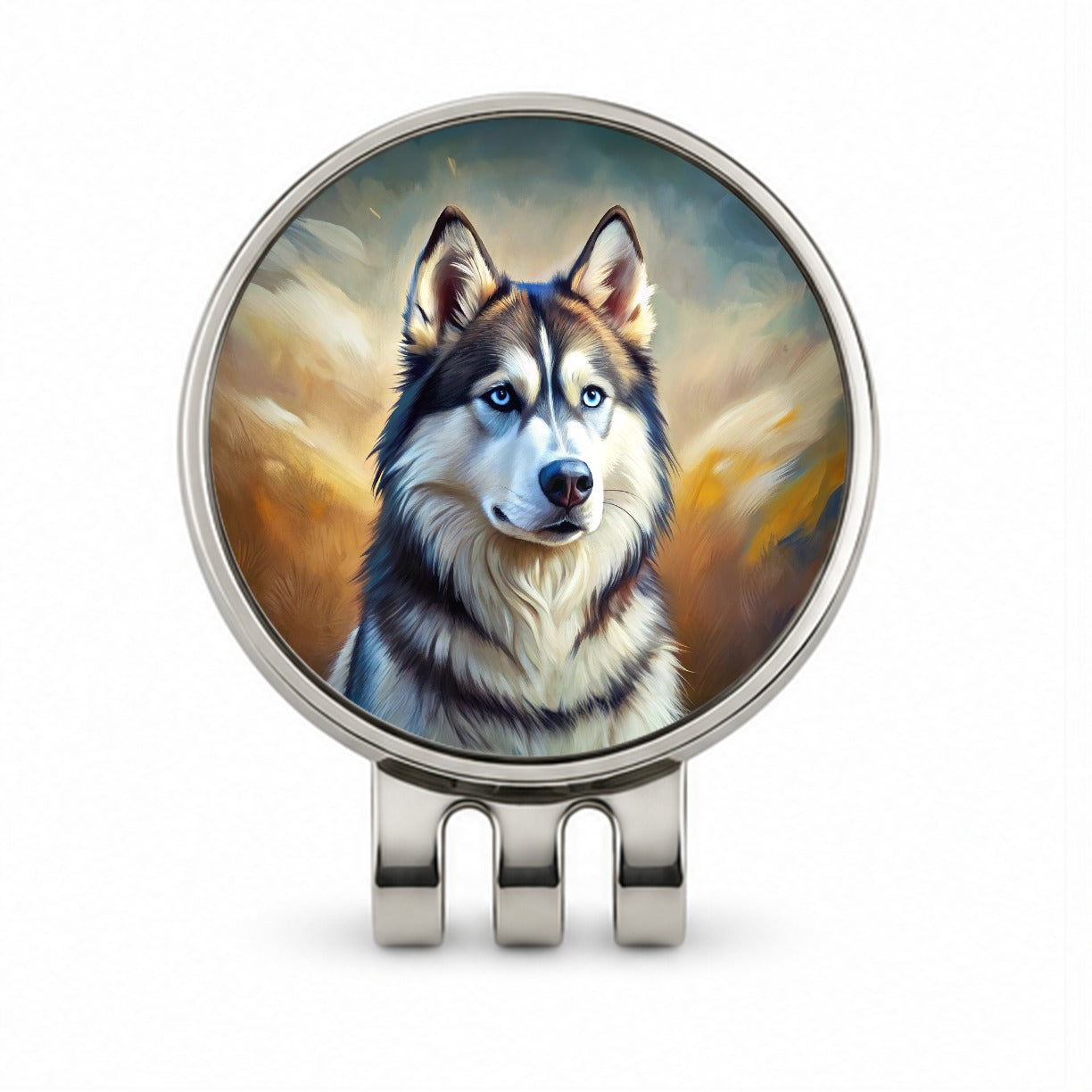 Siberian Husky Dog Expressionism Art Golf Hat Clip with Ball Marker