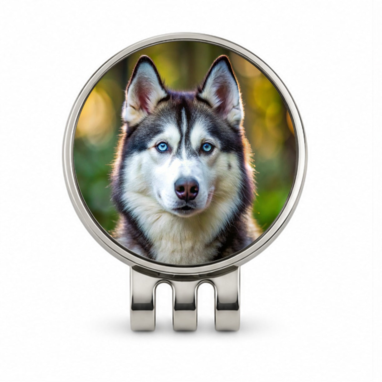 Siberian Husky Dog Photo Golf Hat Clip with Ball Marker