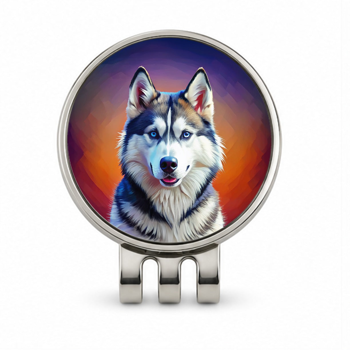 Siberian Husky Dog Pop Art Golf Hat Clip with Ball Marker
