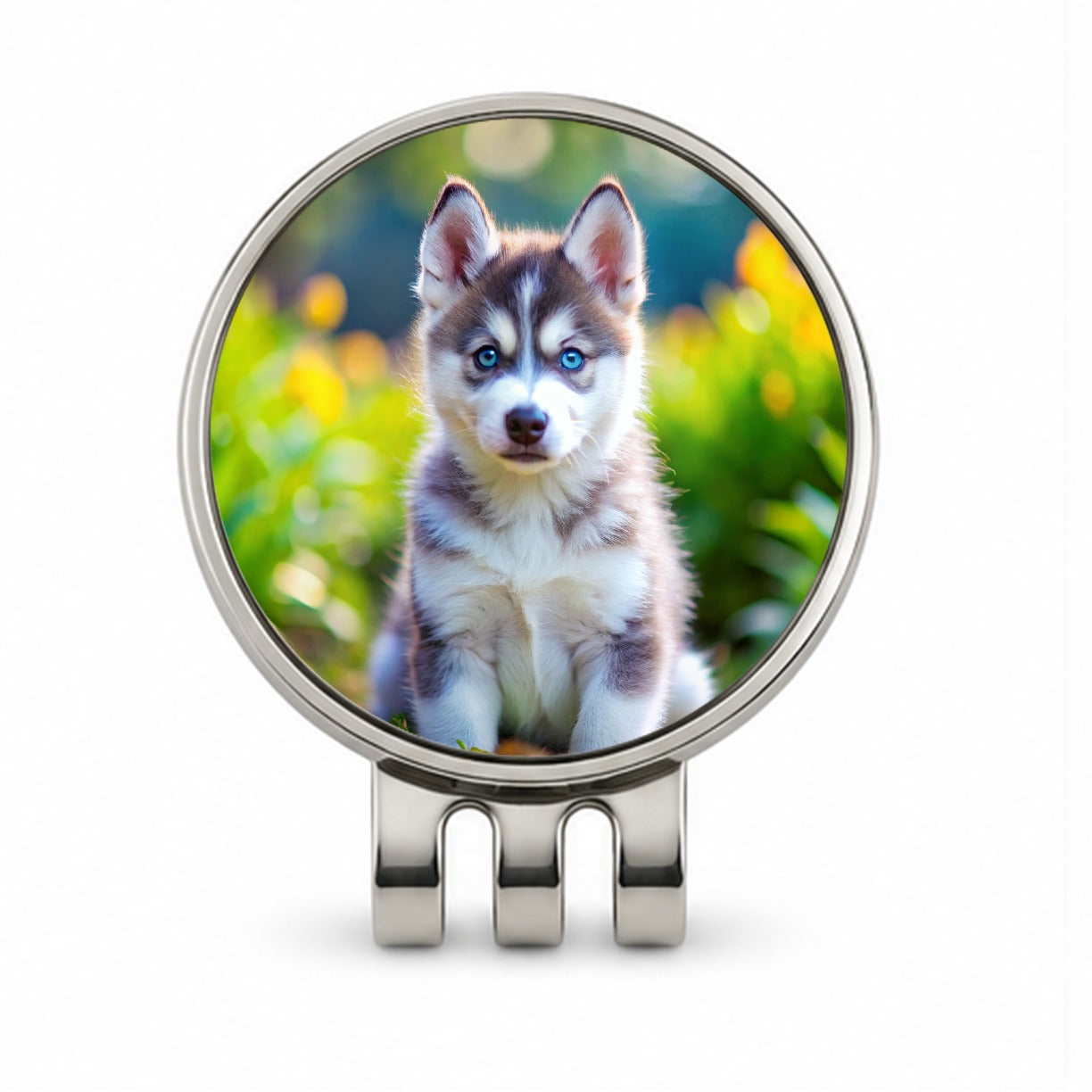 Siberian Husky Dog Puppy Photo Golf Hat Clip with Ball Marker