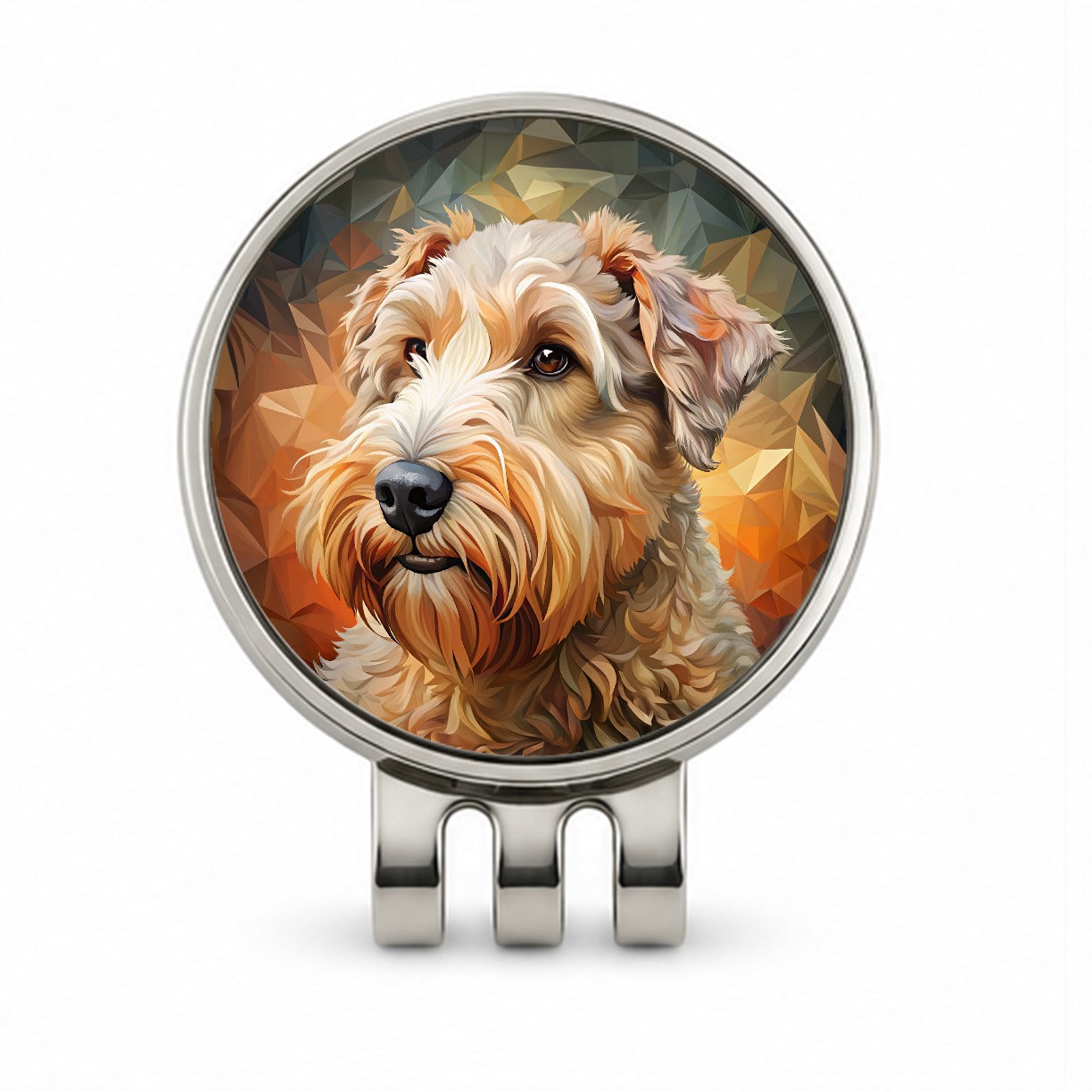 Soft Coated Wheaten Terrier Dog Abstract Stylized Art Golf Hat Clip with Ball Marker