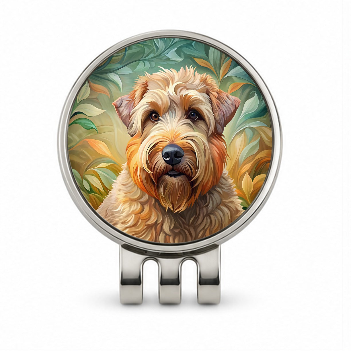Soft Coated Wheaten Terrier Dog Art Nouveau Golf Hat Clip with Ball Marker