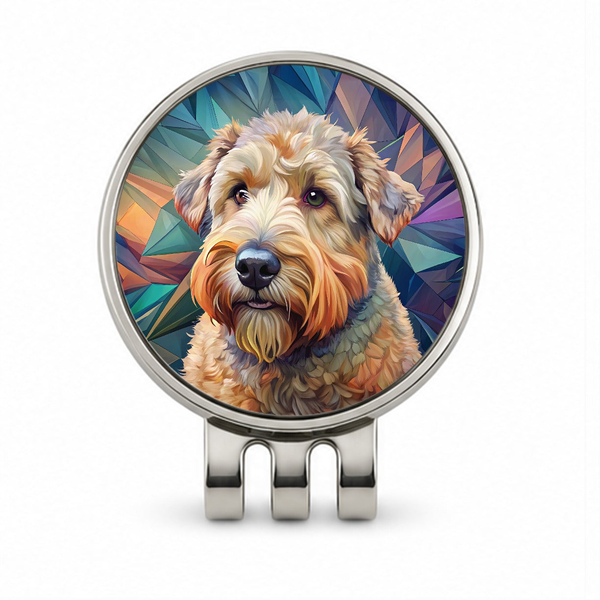 Soft Coated Wheaten Terrier Dog Contemporary Art Golf Hat Clip with Ball Marker