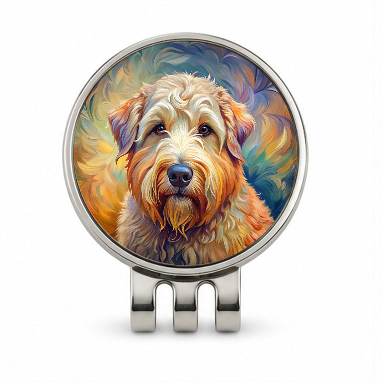 Soft Coated Wheaten Terrier Dog Expressionism Art Golf Hat Clip with Ball Marker