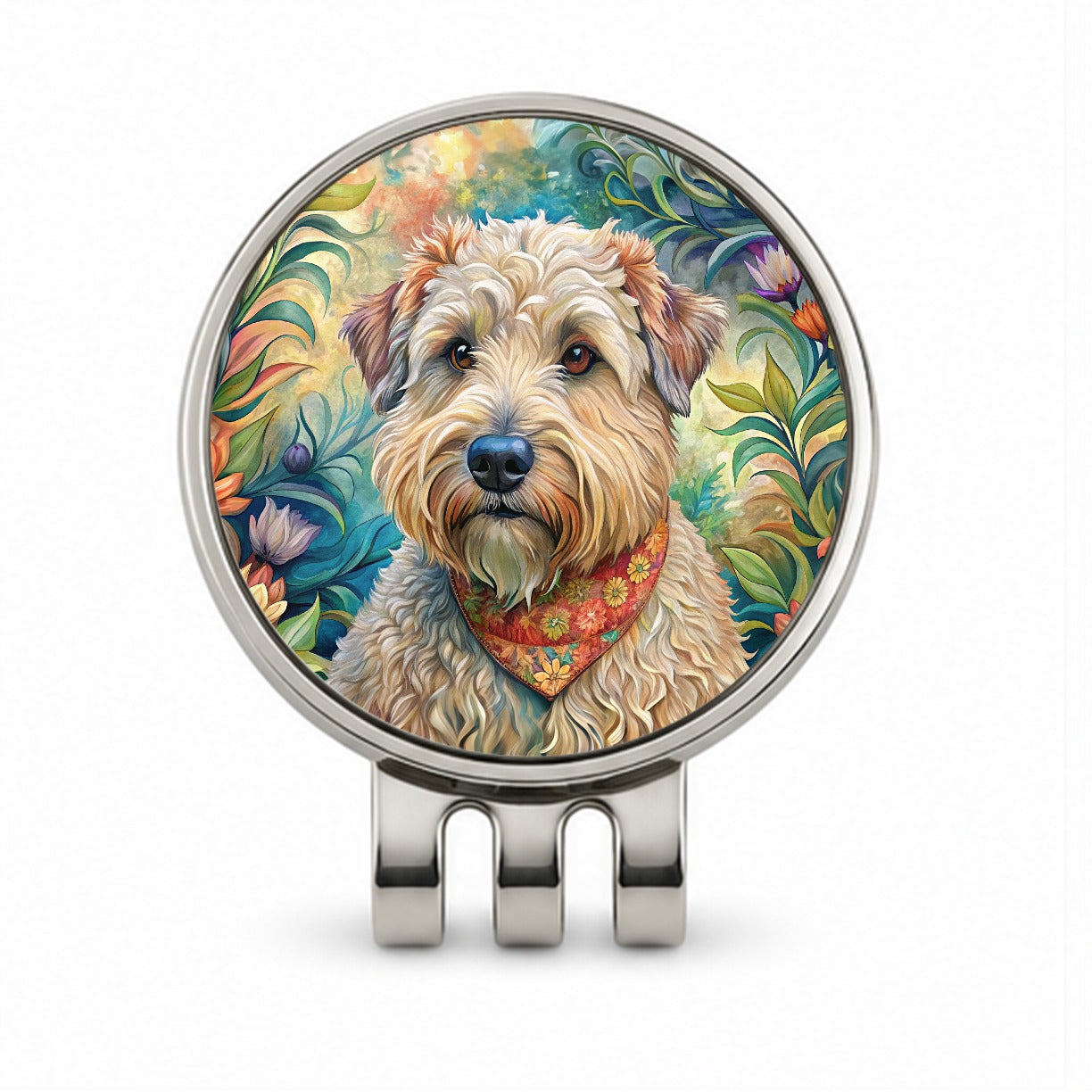 Soft Coated Wheaten Terrier Dog French Bohemian Art Golf Hat Clip with Ball Marker