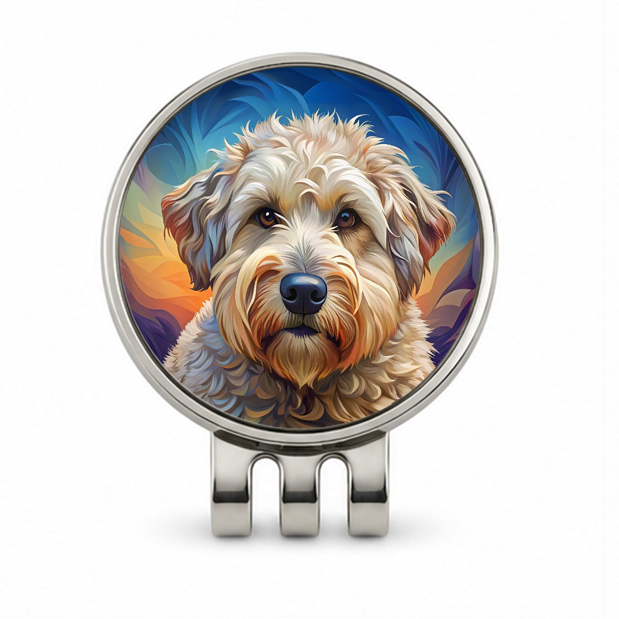 Soft Coated Wheaten Terrier Dog Pop Art Golf Hat Clip with Ball Marker