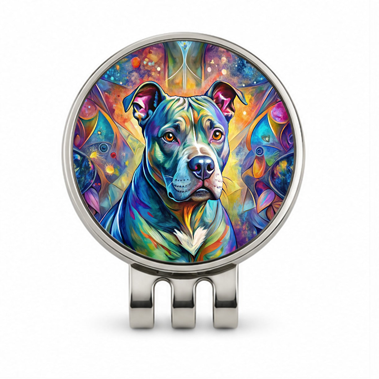 Staffordshire Bull Terrier Staffy Dog Abstract Art Golf Hat Clip with Ball Marker