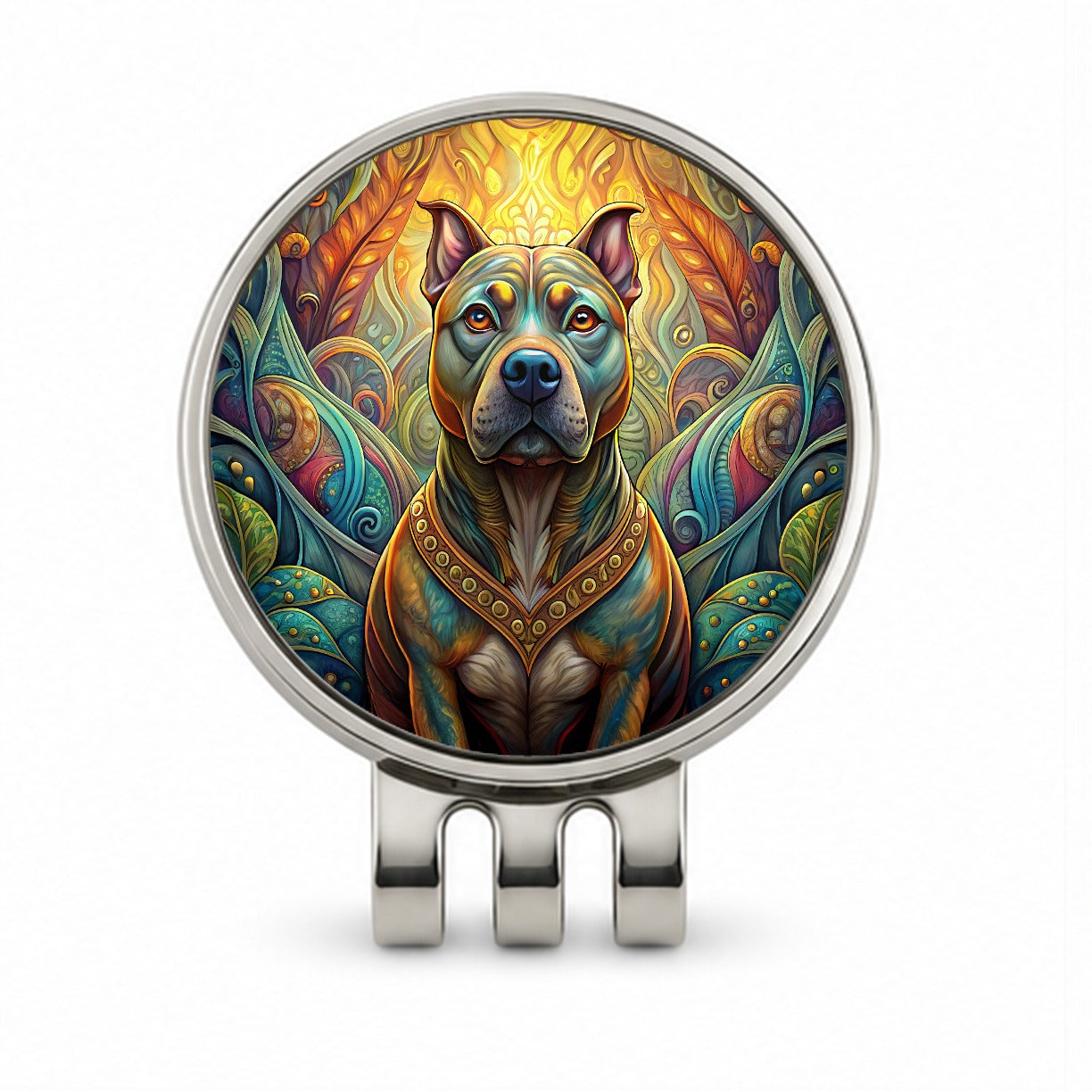 Staffordshire Bull Terrier Staffy Dog Art Nouveau Golf Hat Clip with Ball Marker