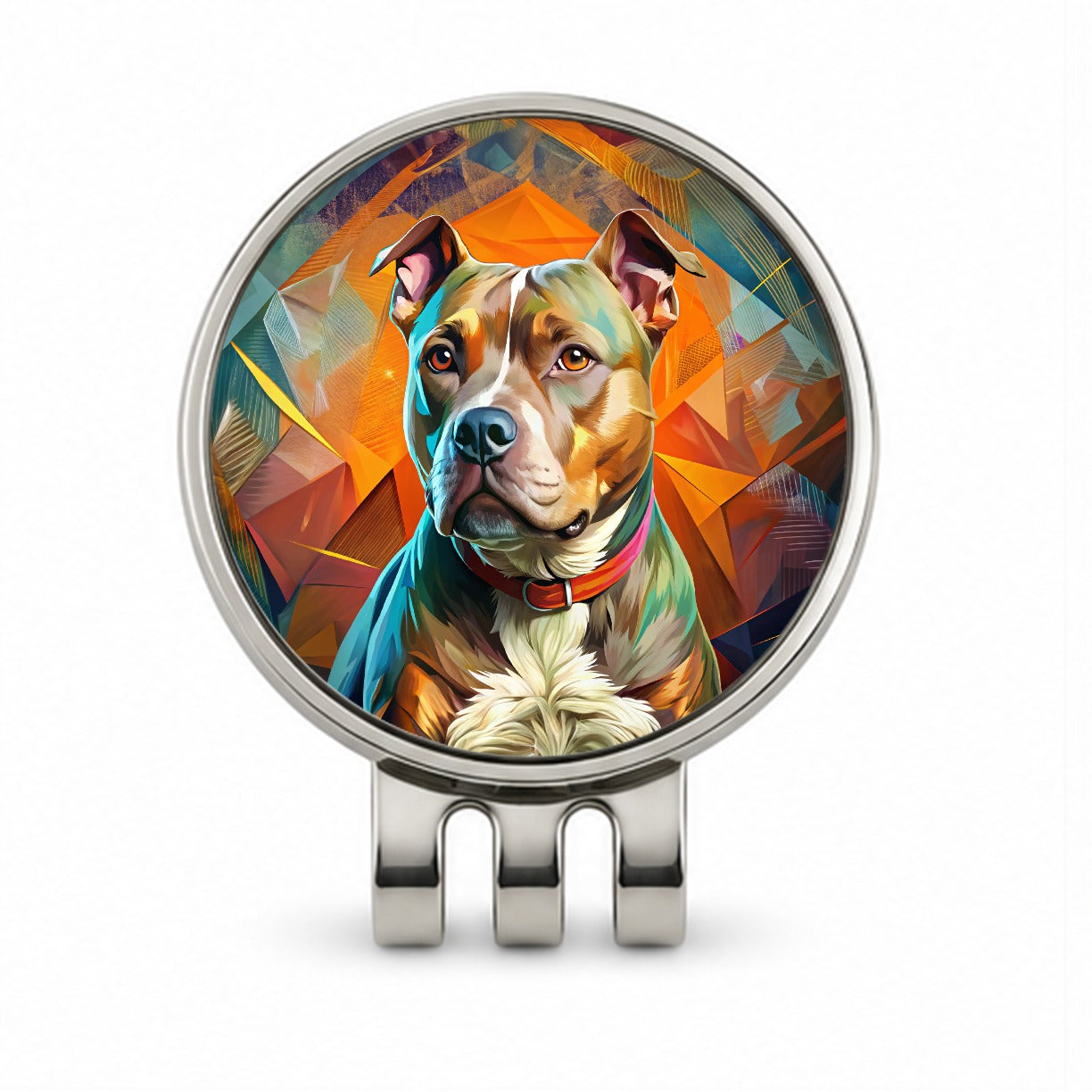 Staffordshire Bull Terrier Staffy Dog Contemporary Art Golf Hat Clip with Ball Marker