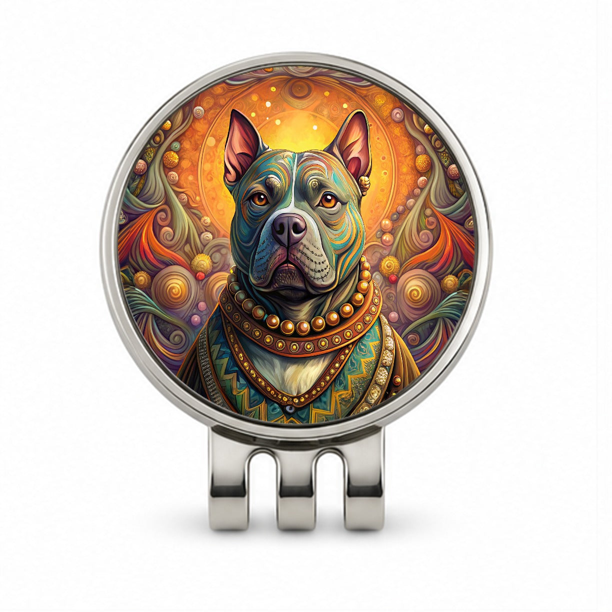 Staffordshire Bull Terrier Staffy Dog French Bohemian Art Golf Hat Clip with Ball Marker