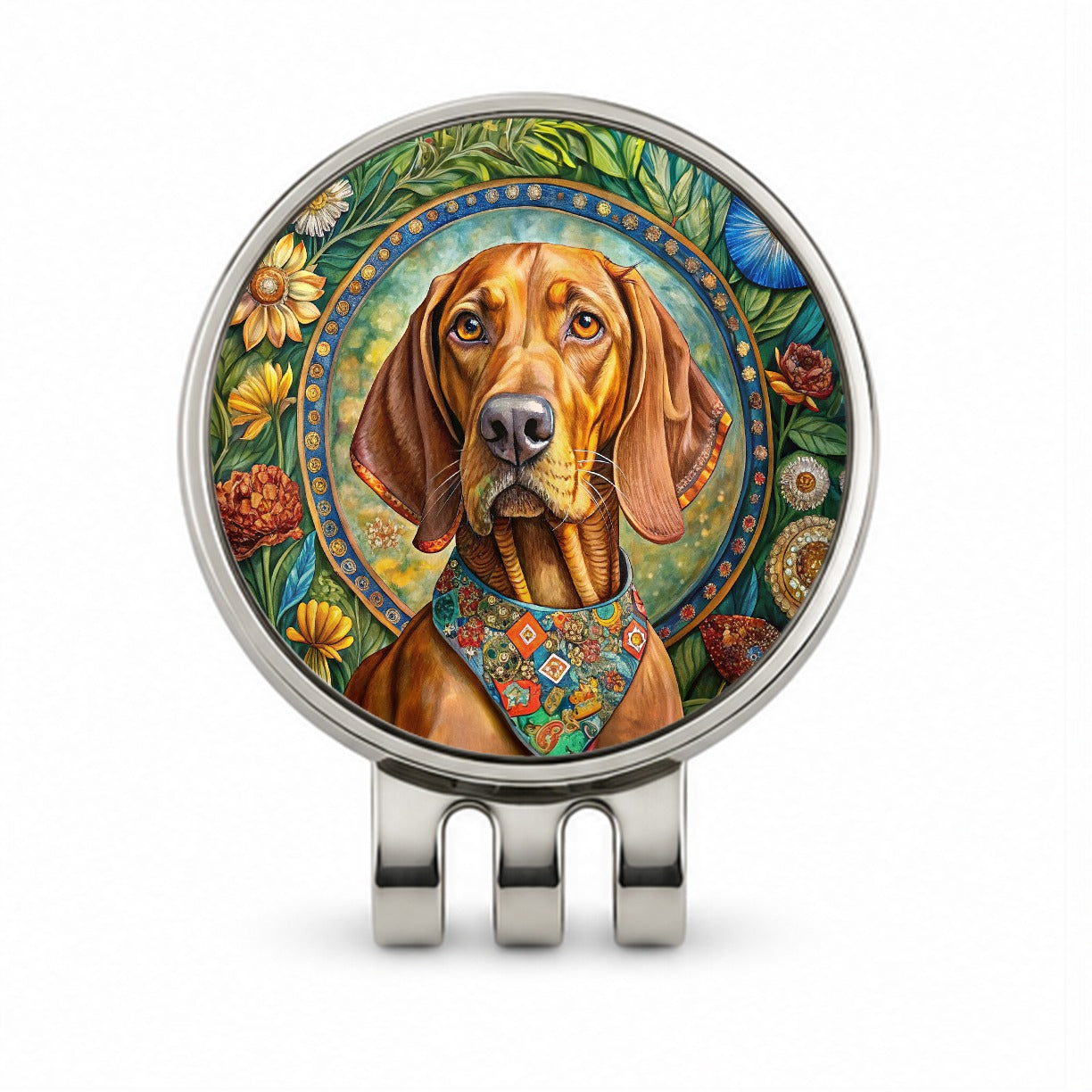 Vizsla Dog French Bohemian Art Golf Hat Clip with Ball Marker