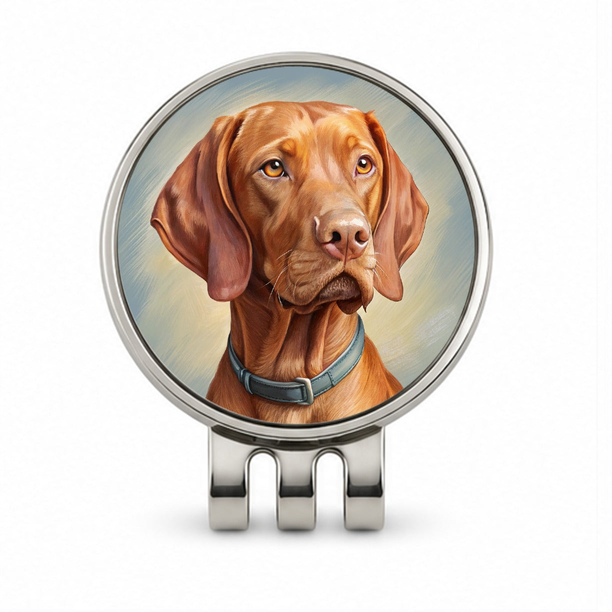 Vizsla Dog Illustration Golf Hat Clip with Ball Marker
