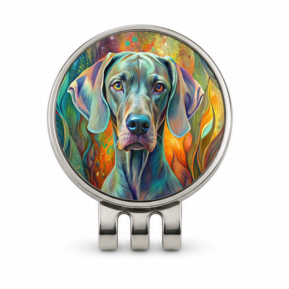 Weimaraner Dog Abstract Art Golf Hat Clip with Ball Marker