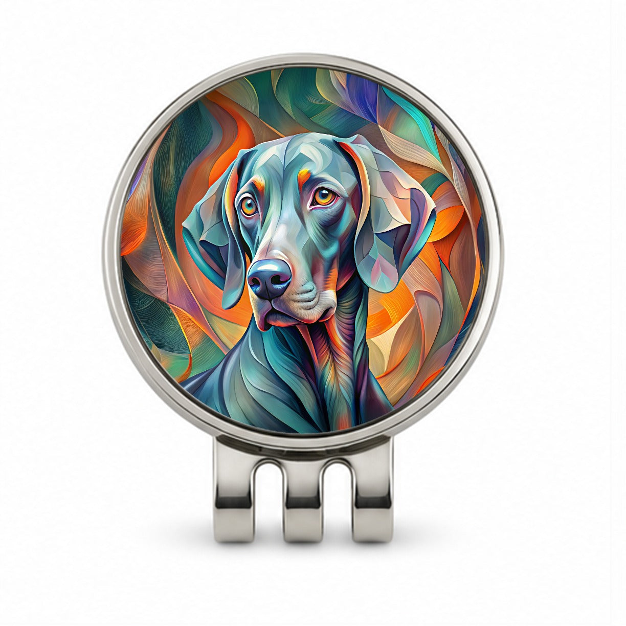 Weimaraner Dog Abstract Stylized Art Golf Hat Clip with Ball Marker