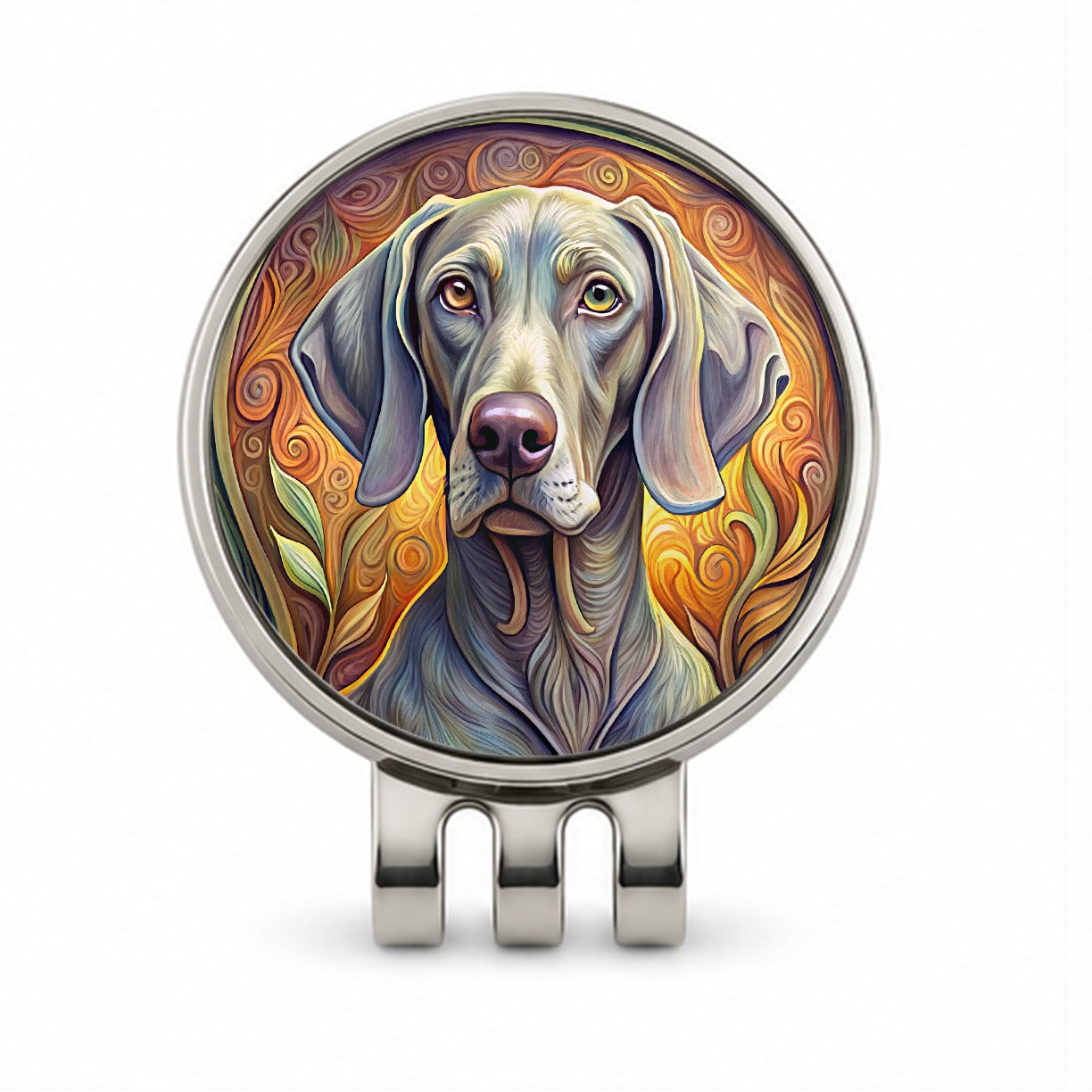 Weimaraner Dog Art Nouveau Golf Hat Clip with Ball Marker