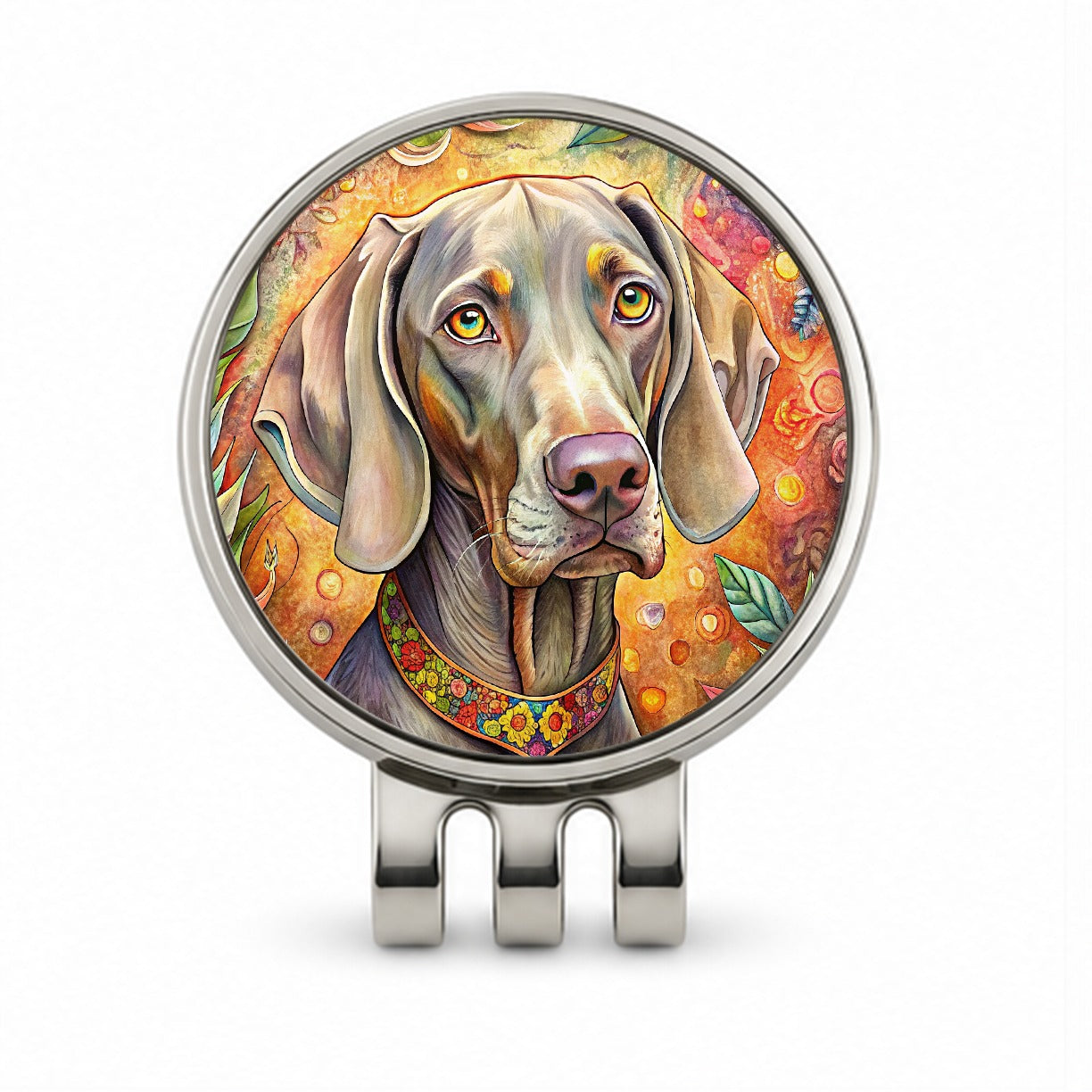 Weimaraner Dog Bohemian Art Golf Hat Clip with Ball Marker