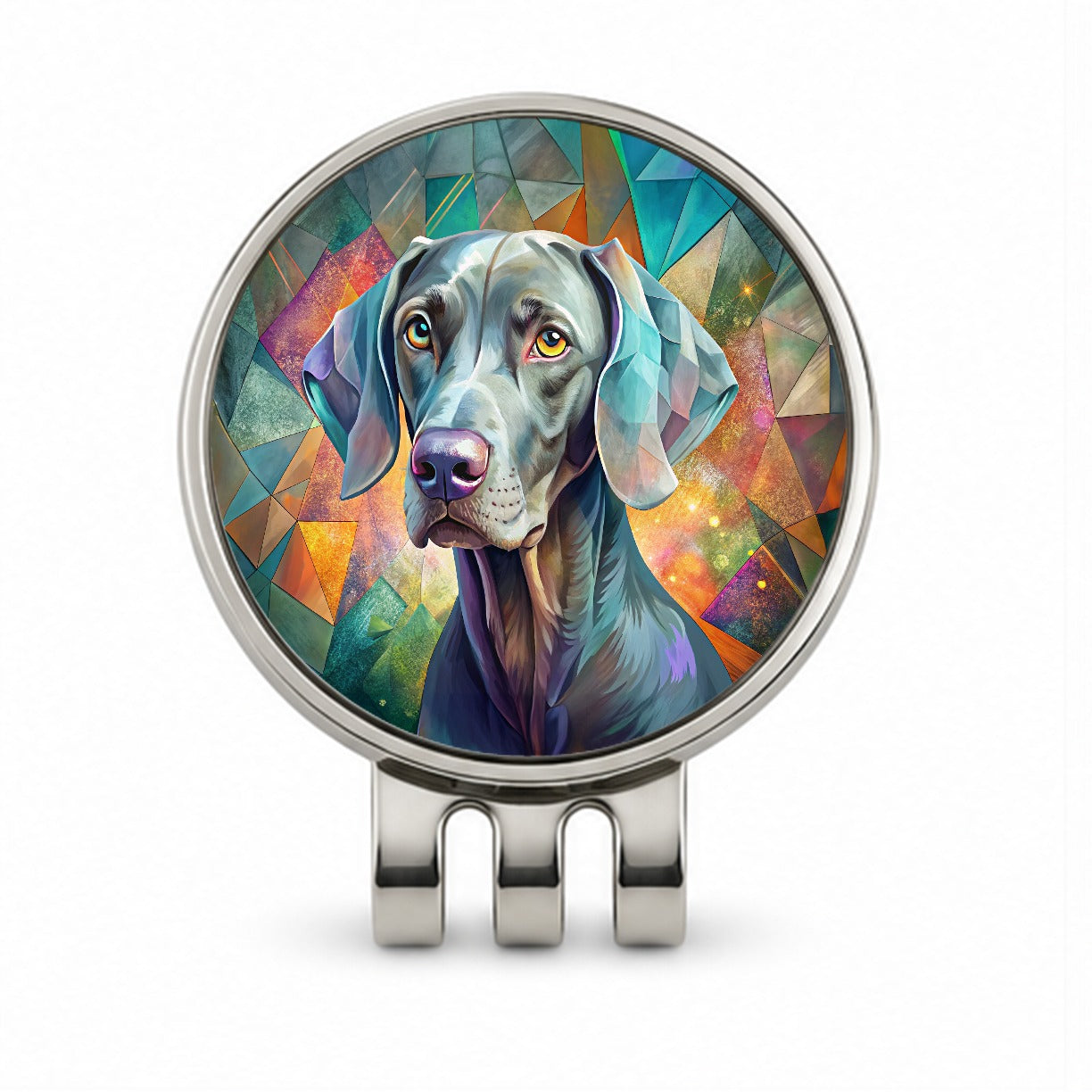 Weimaraner Dog Contemporary Art Golf Hat Clip with Ball Marker