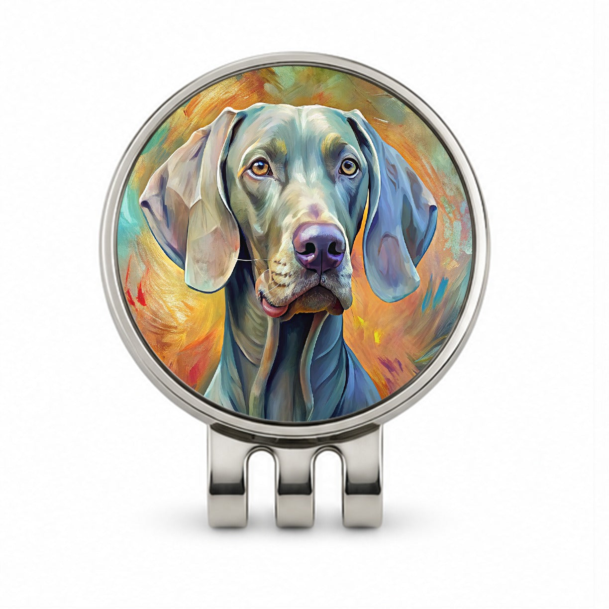 Weimaraner Dog Expressionism Art Golf Hat Clip with Ball Marker