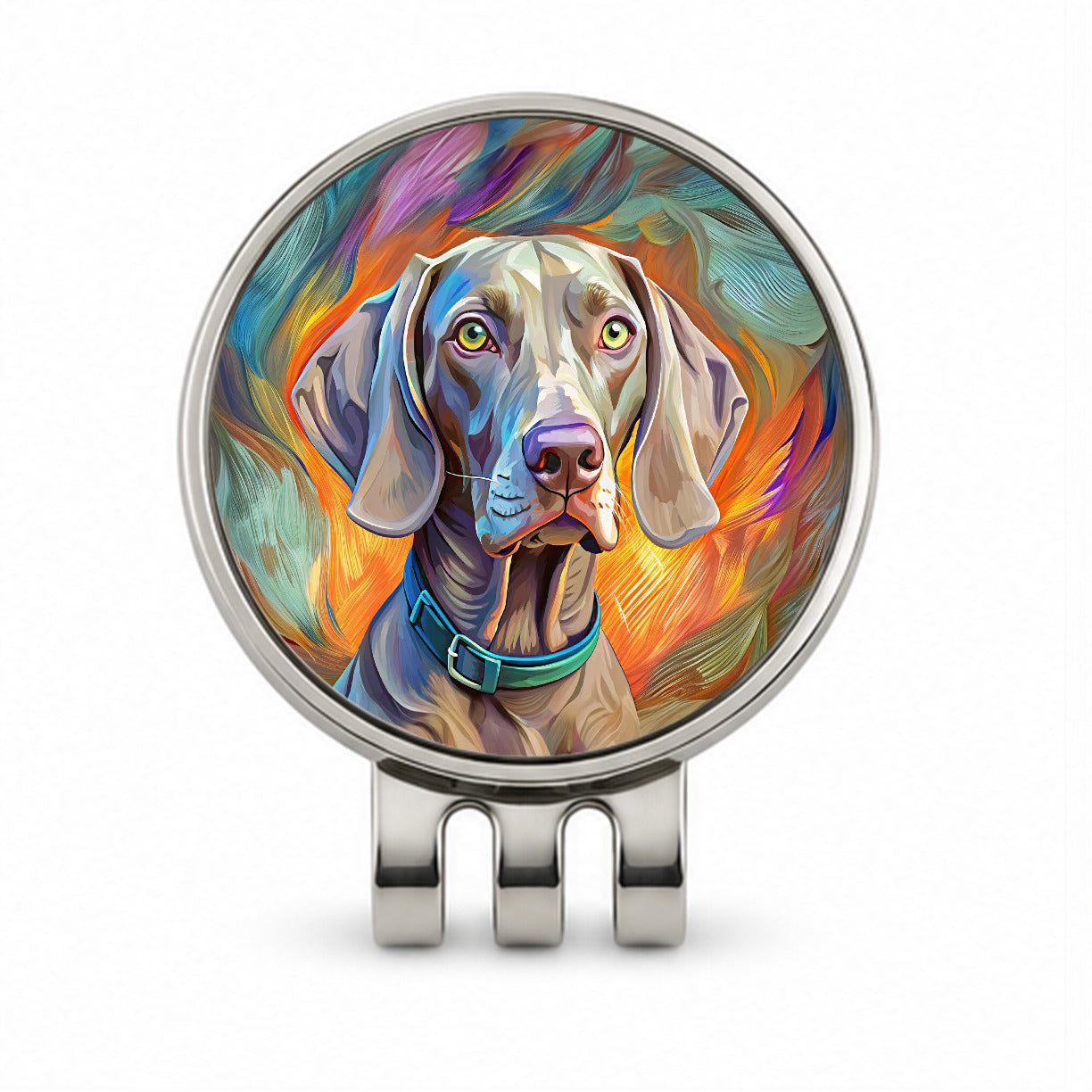 Weimaraner Dog Pop Art Golf Hat Clip with Ball Marker