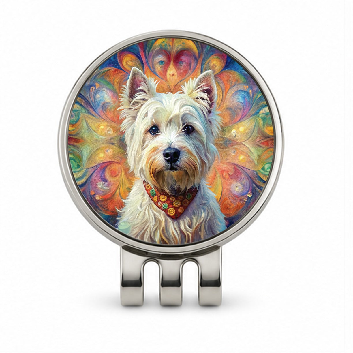 West Highland White Terrier Westie Dog Bohemian Art Golf Hat Clip with Ball Marker