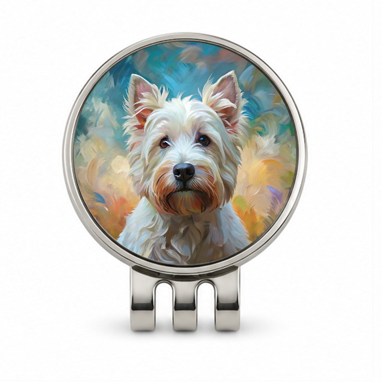 West Highland White Terrier Westie Dog Expressionism Art Golf Hat Clip with Ball Marker