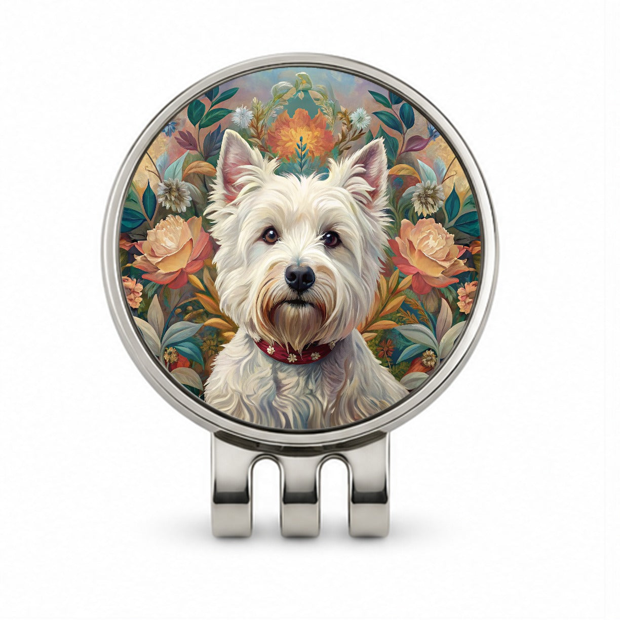 West Highland White Terrier Westie Dog French Bohemian Art Golf Hat Clip with Ball Marker