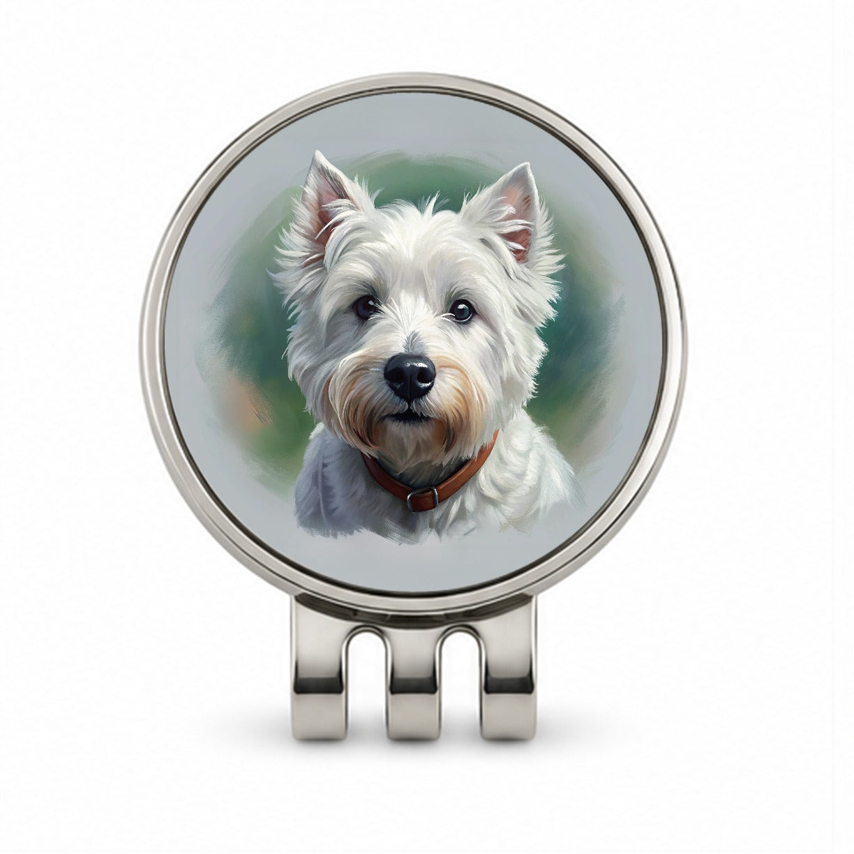 West Highland White Terrier Westie Dog Illustration Golf Hat Clip with Ball Marker