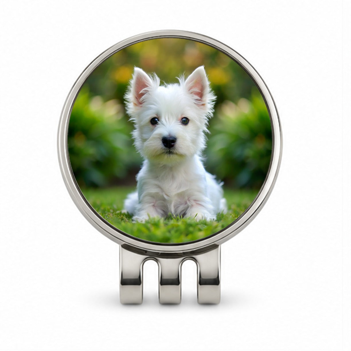 West Highland White Terrier Westie Dog Puppy Photo Golf Hat Clip with Ball Marker