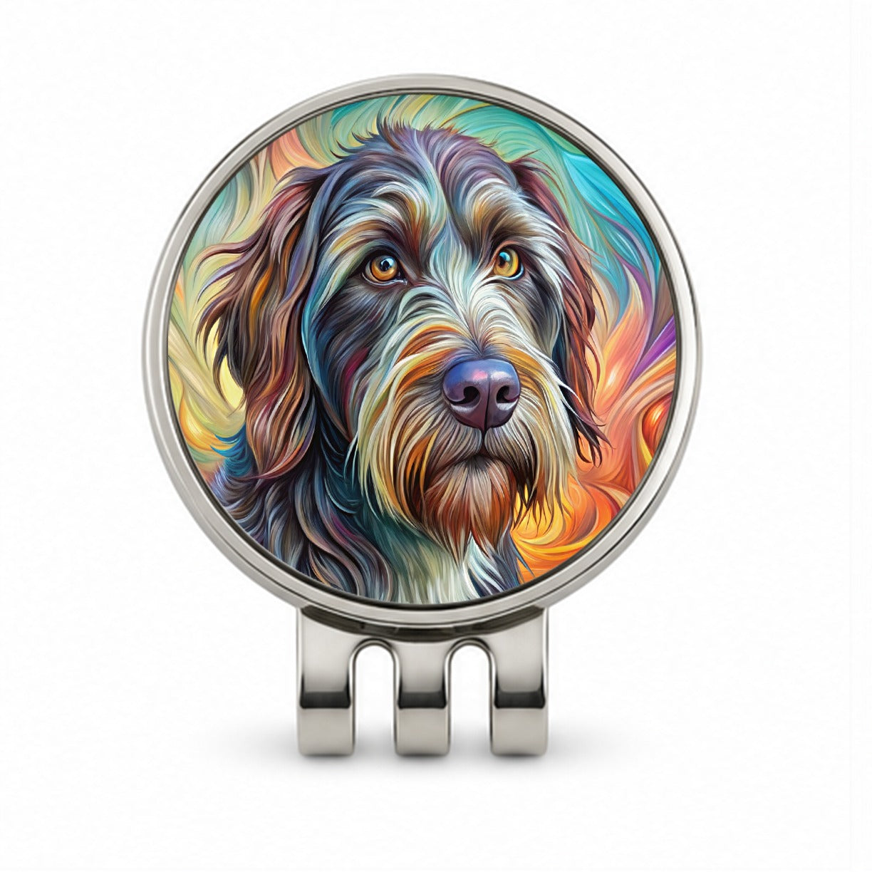 Wirehaired Pointing Griffon Dog Abstract Art Golf Hat Clip with Ball Marker