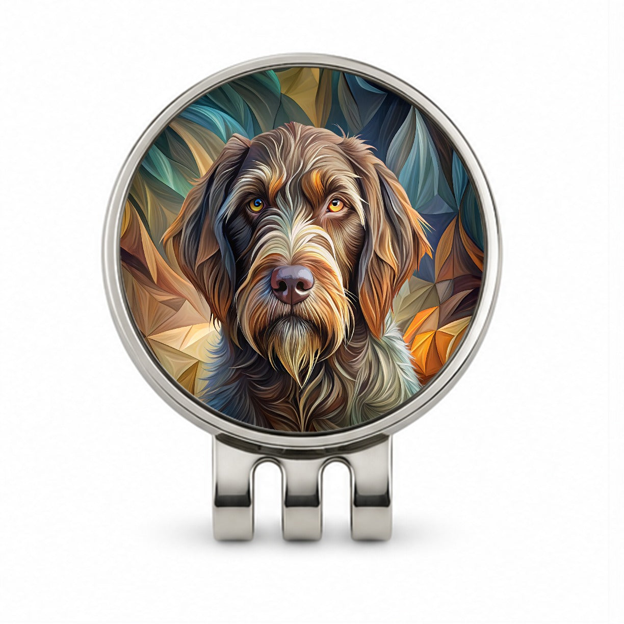 Wirehaired Pointing Griffon Dog Abstract Stylized Art Golf Hat Clip with Ball Marker