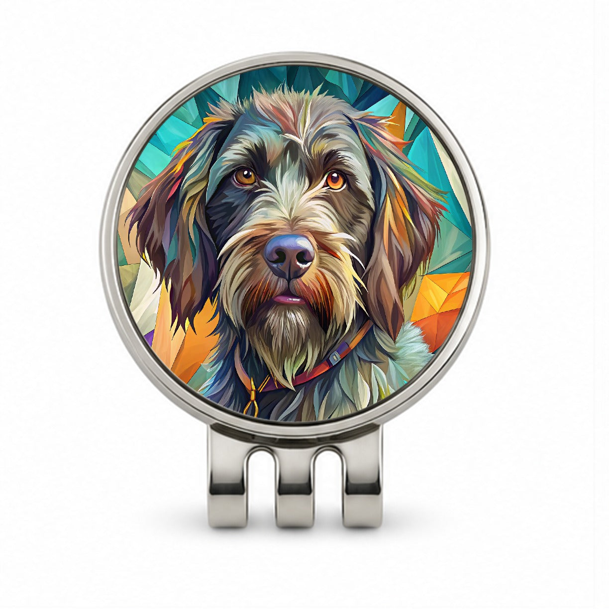 Wirehaired Pointing Griffon Dog Contemporary Art Golf Hat Clip with Ball Marker